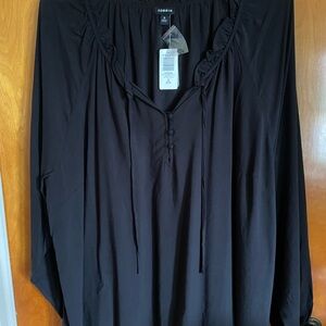 Torrid Black Tie Front Blouse